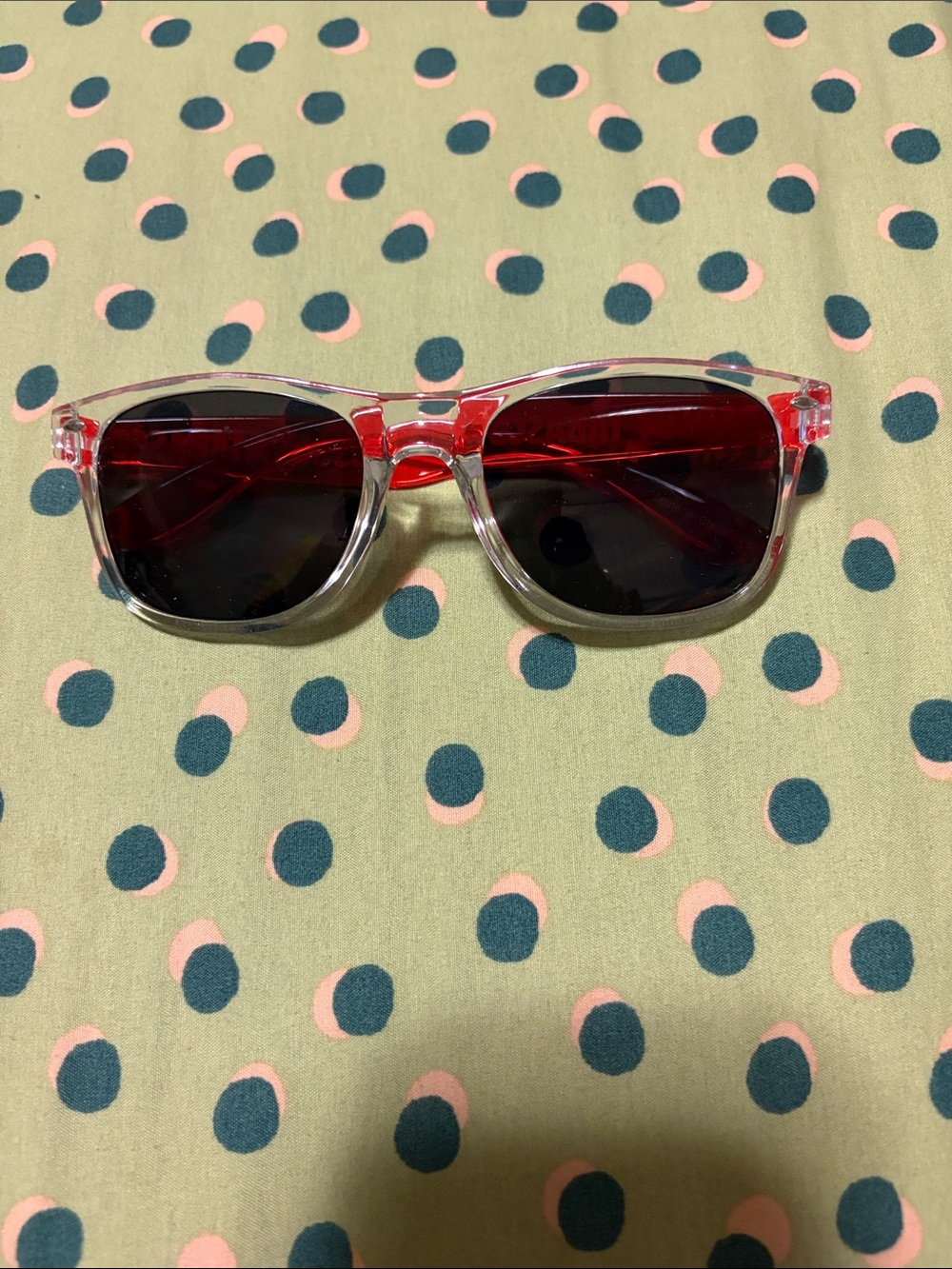 Clear Frame Sunglasses with Red Lenses